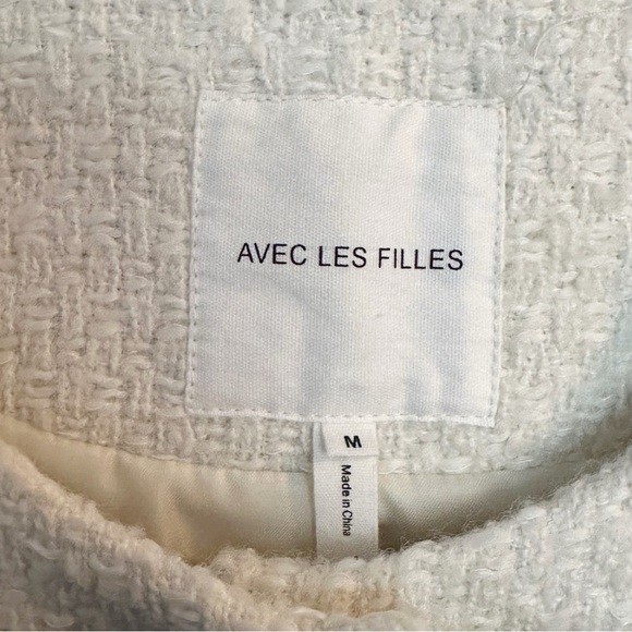 Avec Les Filles Women's Ivory Jacket with Black Bow Accents, Size Medium - Picture 5 of 14